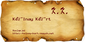 Kálnay Kürt névjegykártya